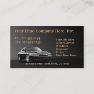 Cartes de visite PERSONNALISABLES de limousine