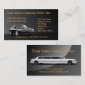Cartes de visite PERSONNALISABLES de limousine (Devant / Derrière)