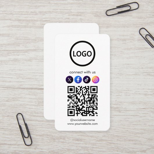 Cartes de visite personnalisées, Code QR professio (Devant/Arrière en situation)