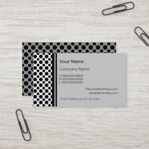 Cartes de visite personnalisées grises à pois noir