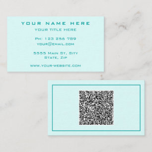 Cartes de visite personnalisées turquoise avec cod