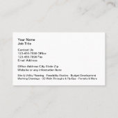 Cartes de visite personnalisés de la planification (Dos)