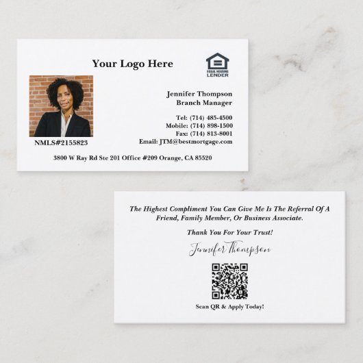 Cartes de visite personnalisés de marque professio (Devant / Derrière)