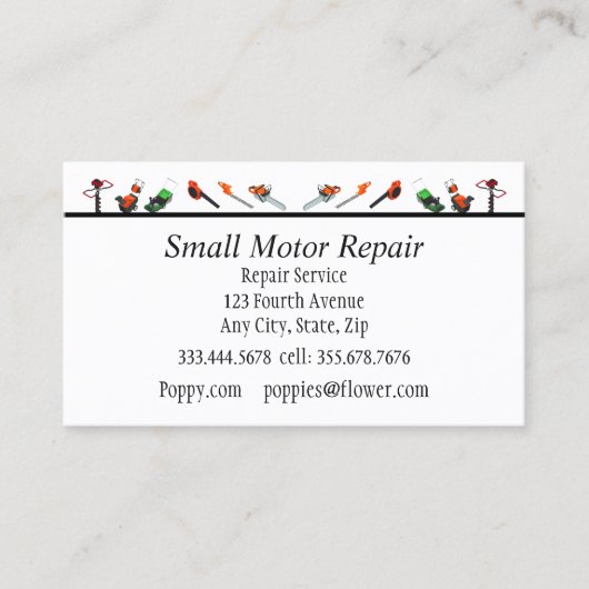 Cartes de visite personnalisés de réparation de pe (Devant)