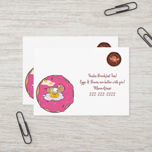 Cartes de visite, Petit-Déjeuner OEufs Bacon Carte (Devant/Arrière en situation)