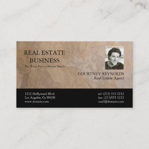Cartes de visite photo Beige Or Agent immobilier