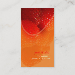 Cartes de visite photo de framboises, produits fra
