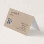 Cartes de visite pliées | Kraft rustique avec code (Dos)