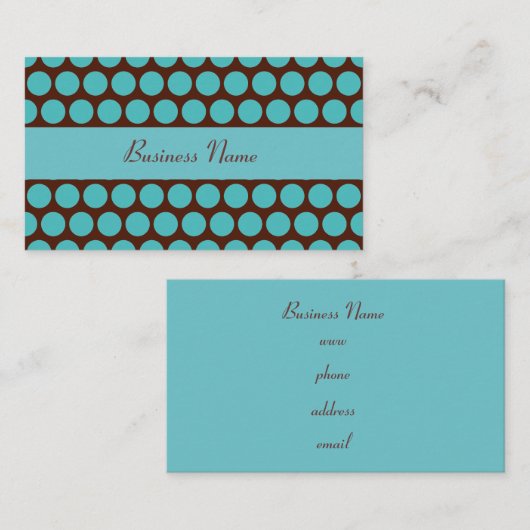 Cartes de visite points turquoise rétro (Devant / Derrière)