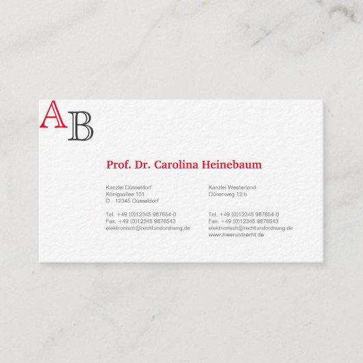 Cartes de visite pour avocat (Devant)