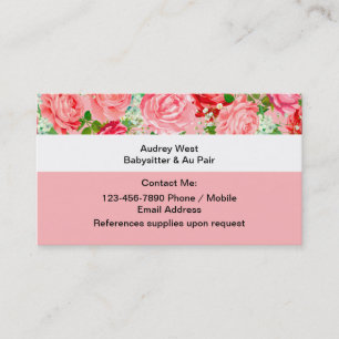 Cartes de visite pour baby-sitter et jeune fille a