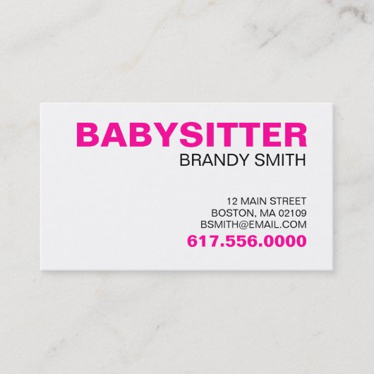 cartes de visite Pour Babysitters (Devant)