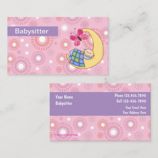 Cartes de visite pour babysitting (Devant / Derrière)