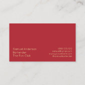Cartes de visite pour barman (Dos)