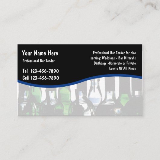 Cartes de visite pour barman (Devant)