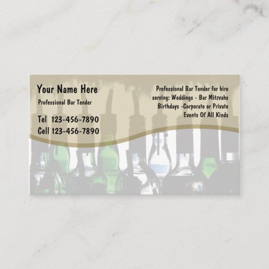 Cartes de visite pour barman (Devant)