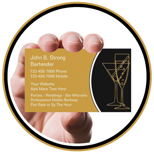 Cartes de visite pour barman élégant