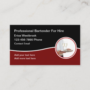 Cartes de visite pour barman élégant et branché à