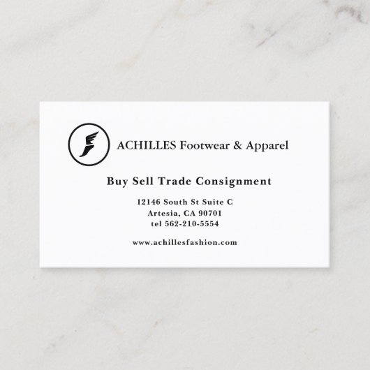 Cartes de visite pour Baskets et boutique de vêtem (Devant)