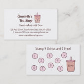 Cartes de visite pour boutique de thé Boba et roya (Devant / Derrière)
