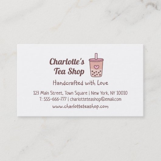 Cartes de visite pour boutique de thé Boba et roya (Devant)