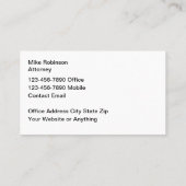 Cartes de visite pour cabinet d'avocat élégant (Dos)