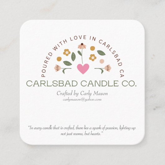 Cartes de visite pour Carlsbad Candle Co. (Devant)