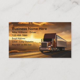 Cartes de visite pour chauffeur de camion de fret