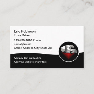 Cartes de visite pour chauffeur de camion de fret