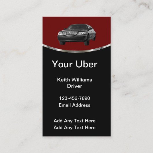 Cartes de visite pour chauffeur Uber de luxe (Devant)