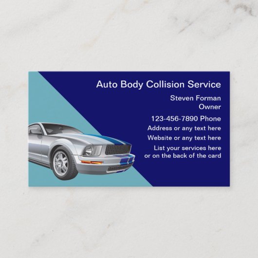 Cartes de visite pour collision automobile (Devant)