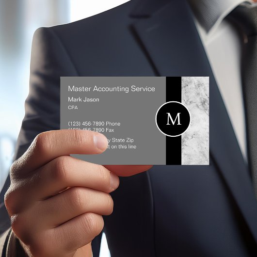 Cartes de visite pour comptable à monogramme