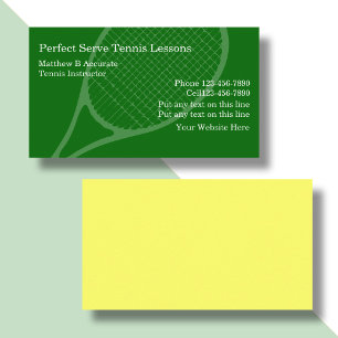Cartes de visite pour cours de tennis