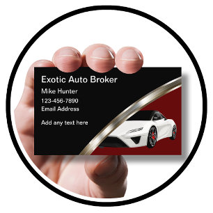 Cartes de visite pour courtier automobile exotique