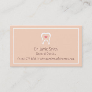 Cartes de visite pour dentiste à coeur de dent mol