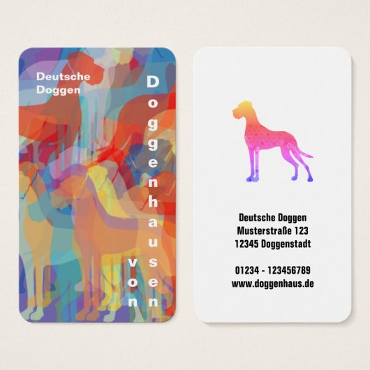 Cartes de visite pour élevage de Dogues Allemands  (Devant & derrière)