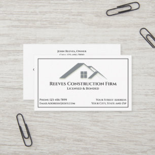 Cartes de visite pour entrepreneur en construction