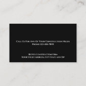 Cartes de visite pour entrepreneur en construction (Dos)