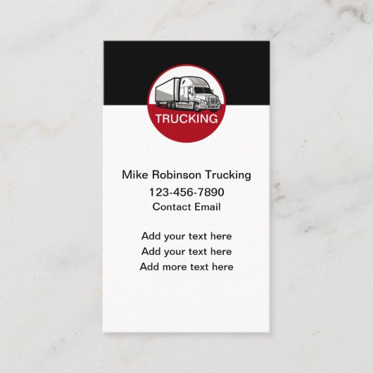 Cartes de visite pour entreprise de camionnage (Devant)
