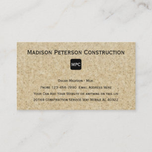 Cartes de visite pour entreprise de construction d