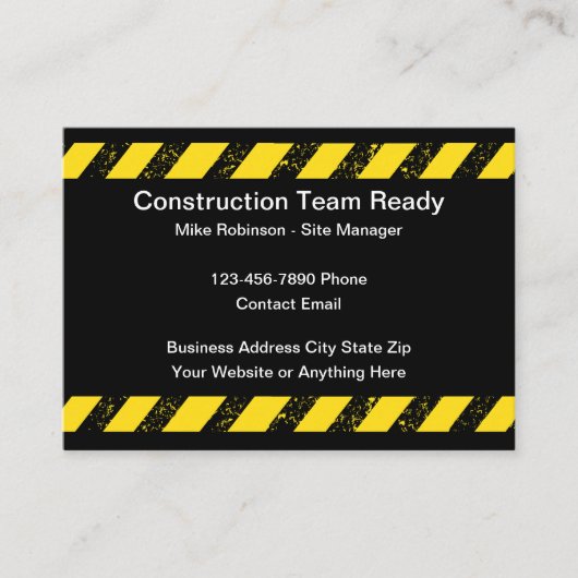 Cartes de visite pour équipe de construction (Devant)