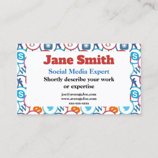 Cartes de visite pour expert en médias sociaux (Dos)