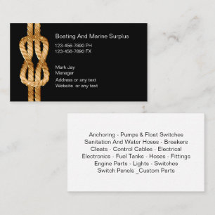 Cartes de visite pour fournitures marines