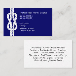 Cartes de visite pour fournitures marines