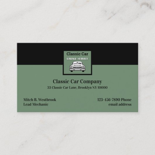 Cartes de visite pour garage de voitures classique (Devant)