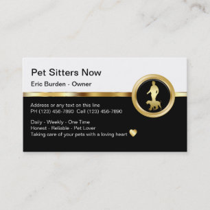 Cartes de visite pour gardien d'animaux de compagn