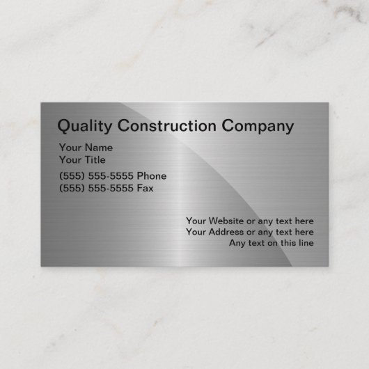 Cartes de visite pour la construction (Devant)