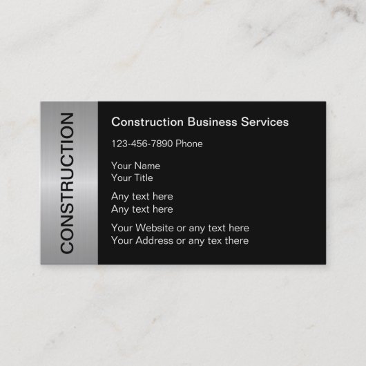 Cartes de visite pour la construction (Devant)
