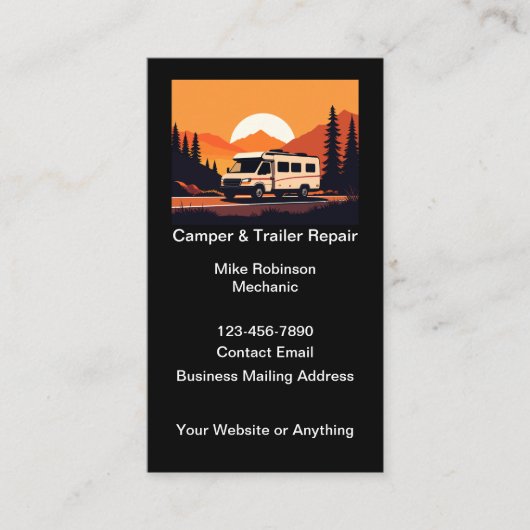 Cartes de visite pour la réparation de camping-car (Devant)