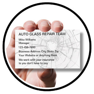 Cartes de visite pour la réparation de vitres auto